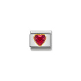 Nomination Composable Classic FACETTIERTE ZIRKONIA HERZ Edelstahl, 750er Gold (005_ROT)